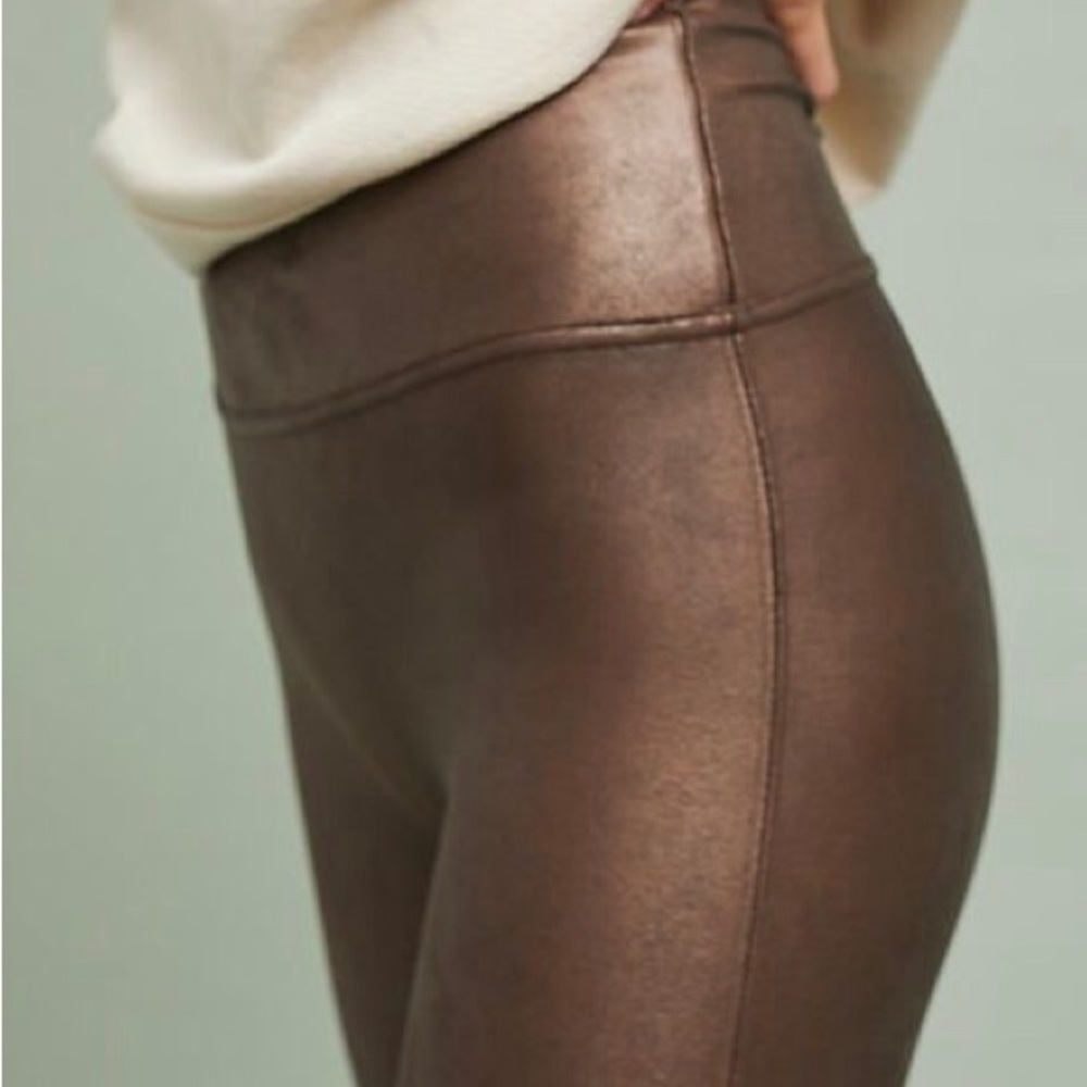 Spanx - brown faux leather leggings size medium